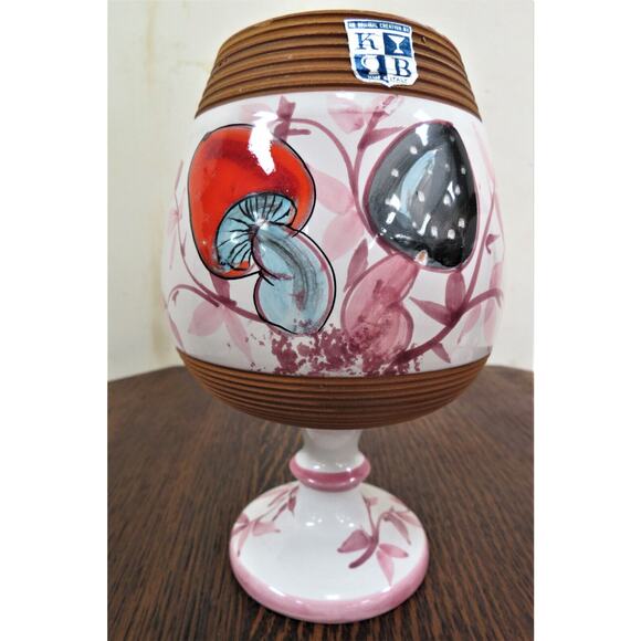 KBNY Italian Mushroom Vases - Two Large Goblets Hand Painted Italy - Picture 5 of 6